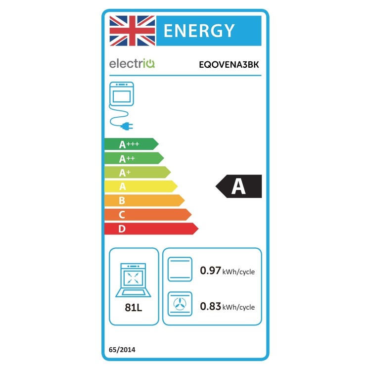 Refurbished electriQ EQOVENA3BK 60cm Single Built In Electric Oven Black