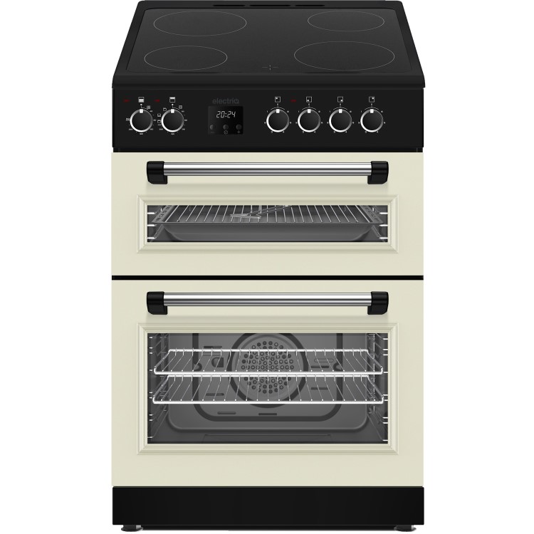 electriQ 60cm Double Oven Electric Cooker - Cream