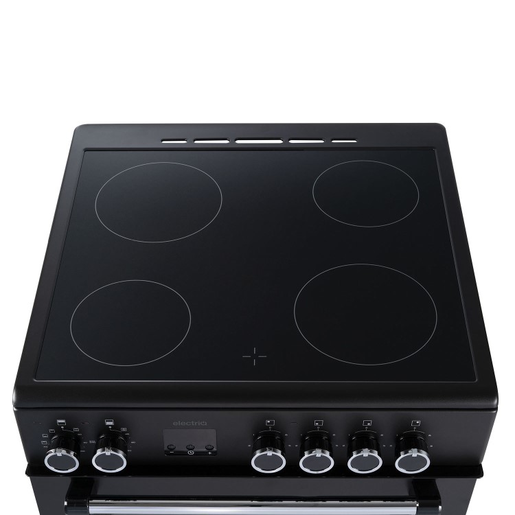 electriQ 60cm Double Oven Cooker with Ceramic Hob - Black