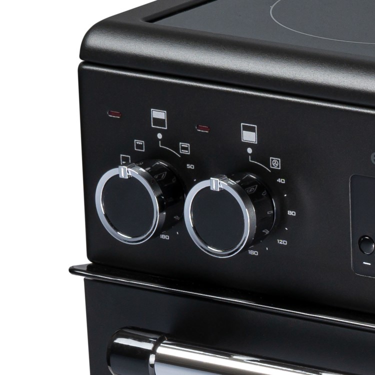 electriQ 60cm Double Oven Cooker with Ceramic Hob - Black