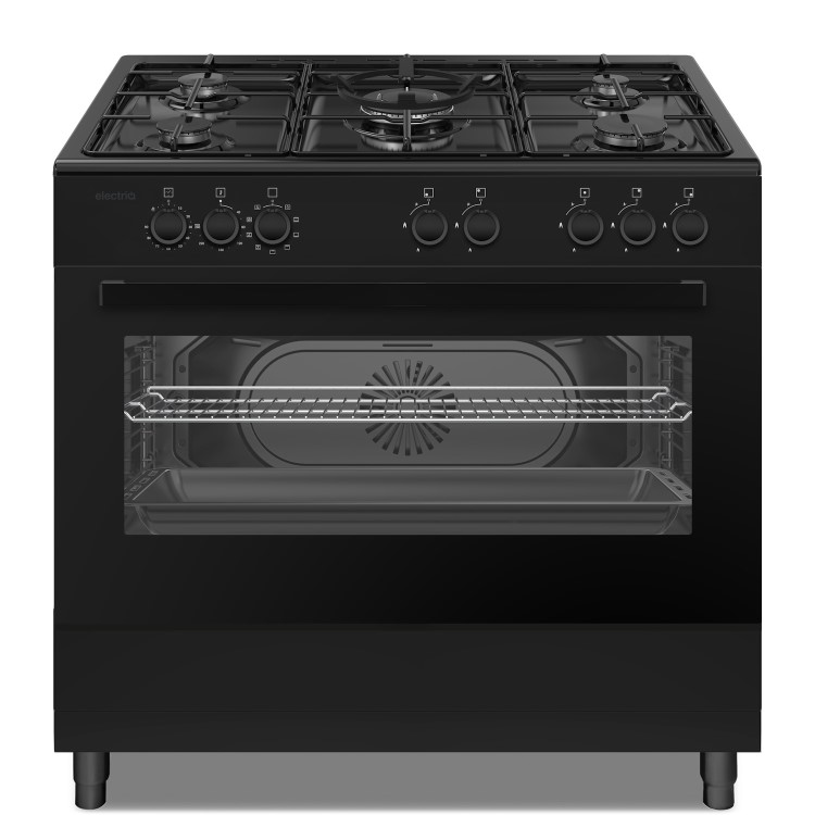 electriQ 90cm Single Cavity Dual Fuel Range Cooker - Black