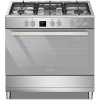 electriQ 90cm Dual Fuel Range Cooker with Mirror Door Finish - Stainless Steel