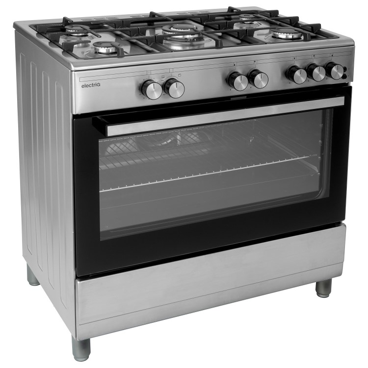 electriQ 90cm Gas Single Oven Range Cooker - Stainless Steel