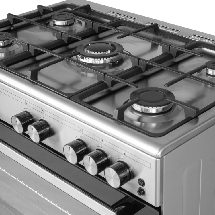 electriQ 90cm Gas Single Oven Range Cooker - Stainless Steel