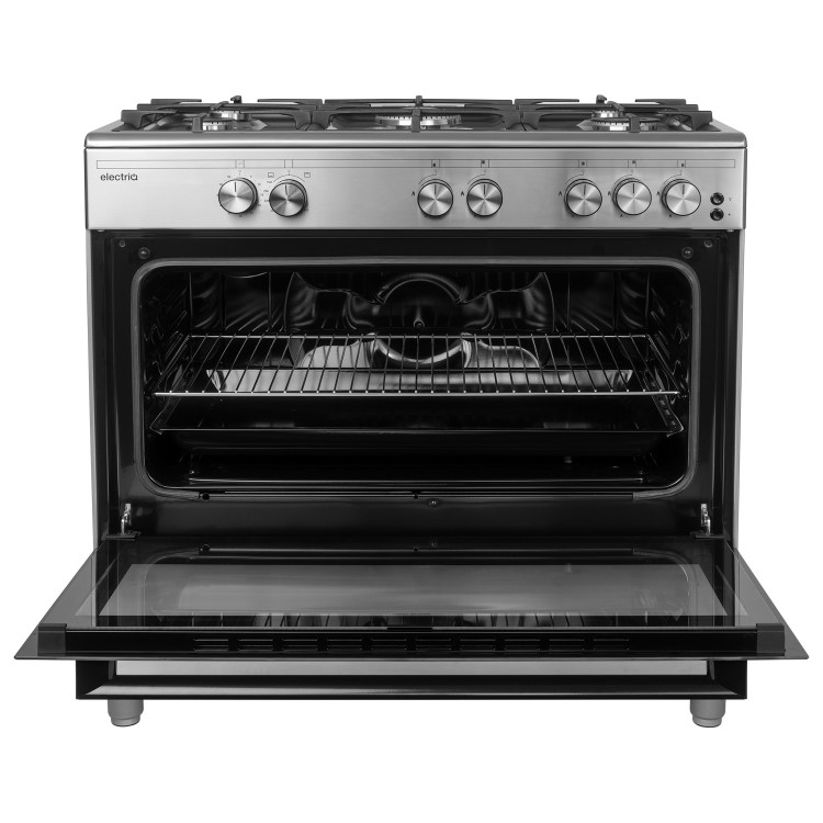 electriQ 90cm Gas Single Oven Range Cooker - Stainless Steel