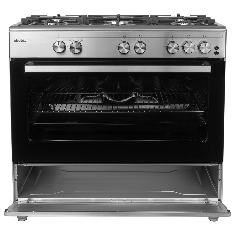 electriQ 90cm Gas Single Oven Range Cooker - Stainless Steel