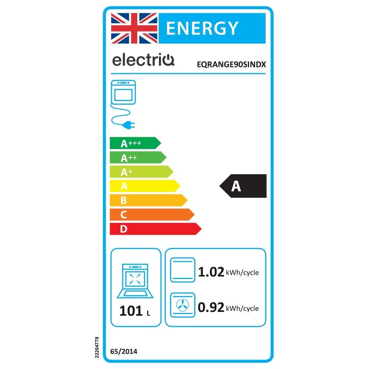 electriQ 90cm Single Cavity Induction Range Cooker - Stainless Steel