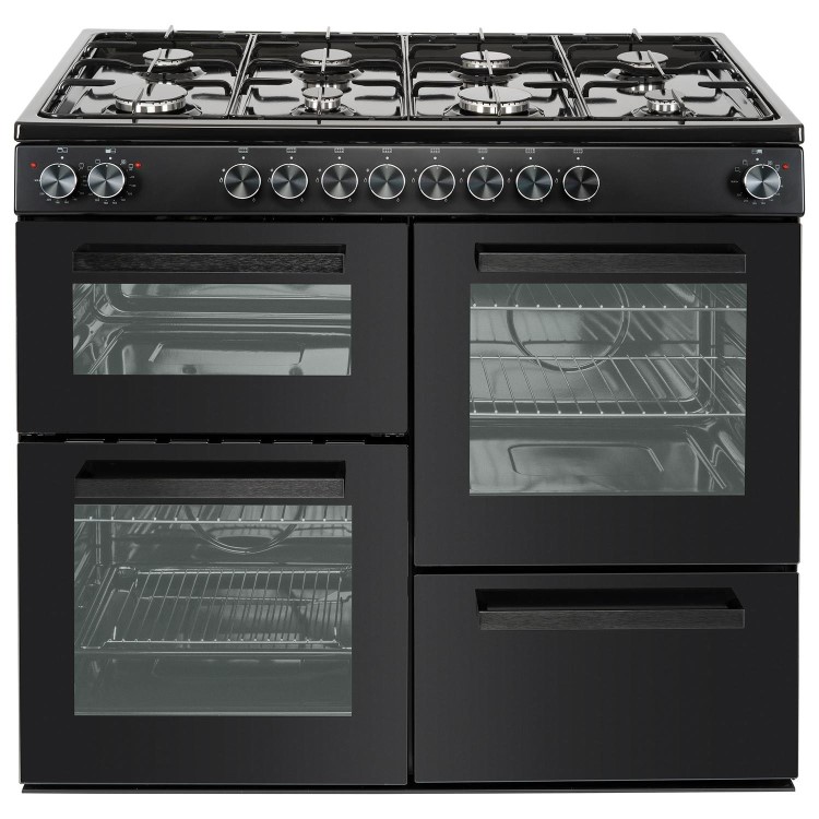 electriQ 100cm Dual Fuel Range Cooker - Black