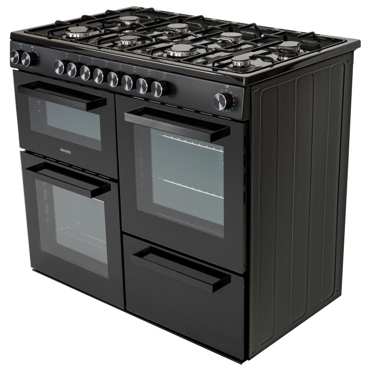 electriQ 100cm Dual Fuel Range Cooker - Black