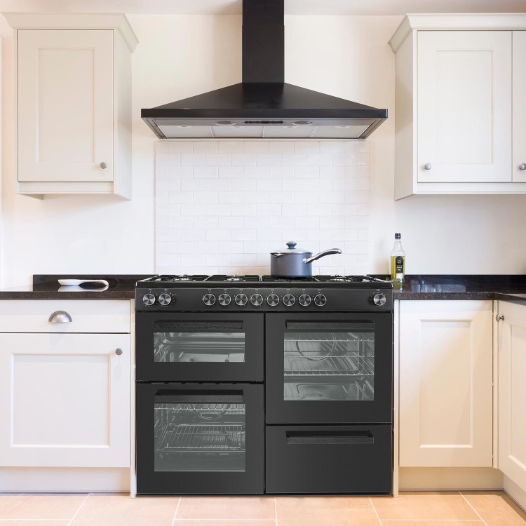 electriQ 100cm Dual Fuel Range Cooker - Black