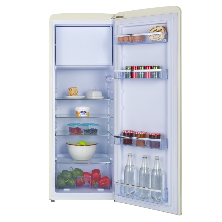 electriQ Retro 194 Litre Freestanding Fridge with Ice Box - Cream