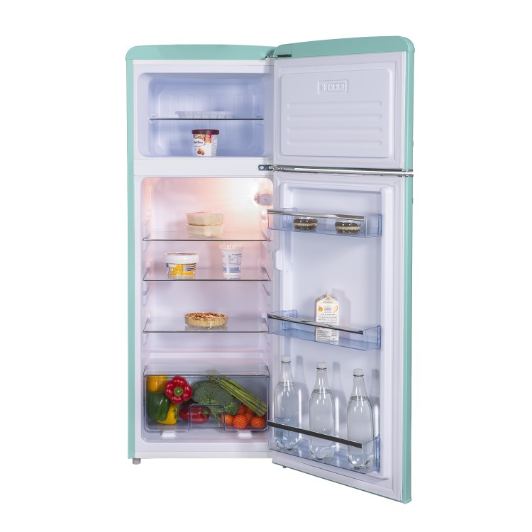 electriQ 208 Litre 80/20 Retro Freestanding Fridge Freezer - Blue