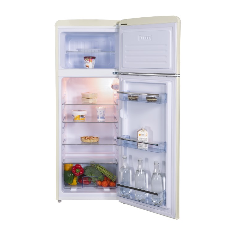 Refurbished electriQ EQRETROTMCREAMVE Freestanding 204 Litre 80/20 Retro Fridge Freezer Cream