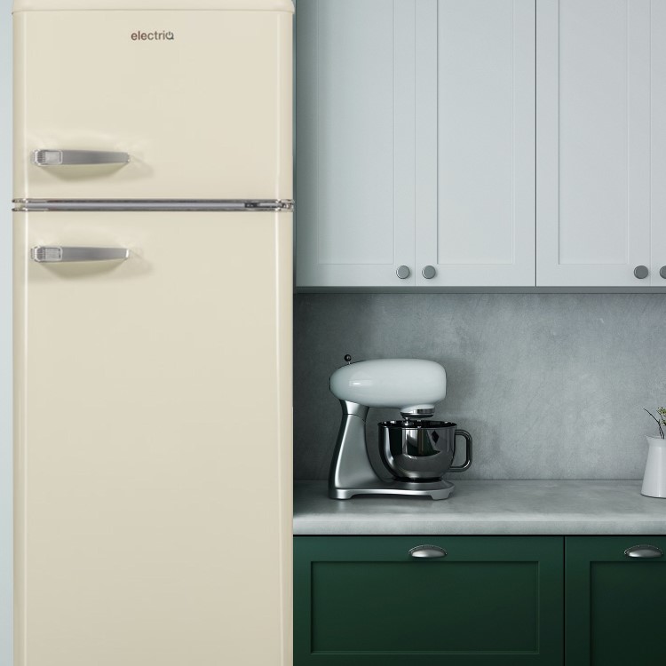 Refurbished electriQ EQRETROTMCREAMVE Freestanding 204 Litre 80/20 Retro Fridge Freezer Cream