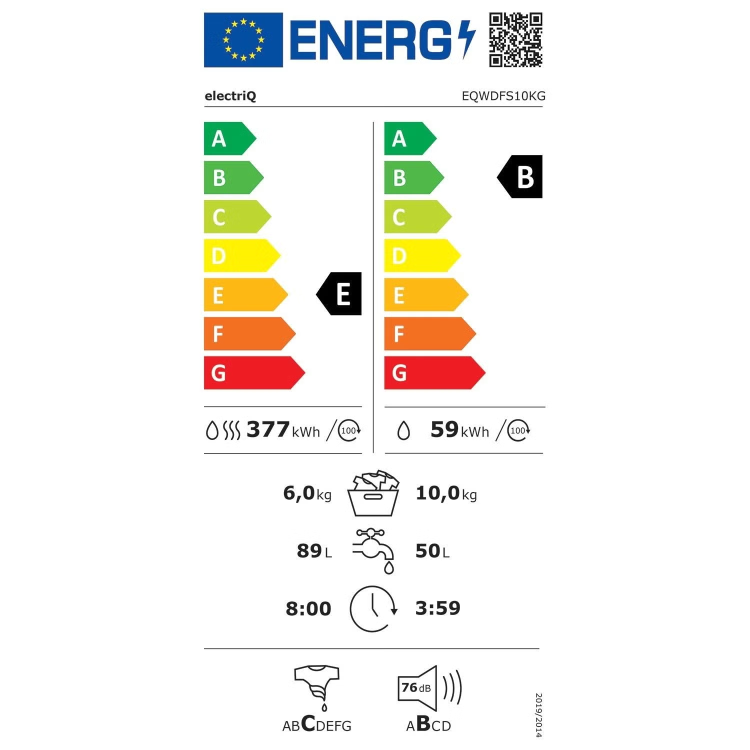 electriQ 10kg Wash 6kg Dry 1400rpm Washer Dryer - White