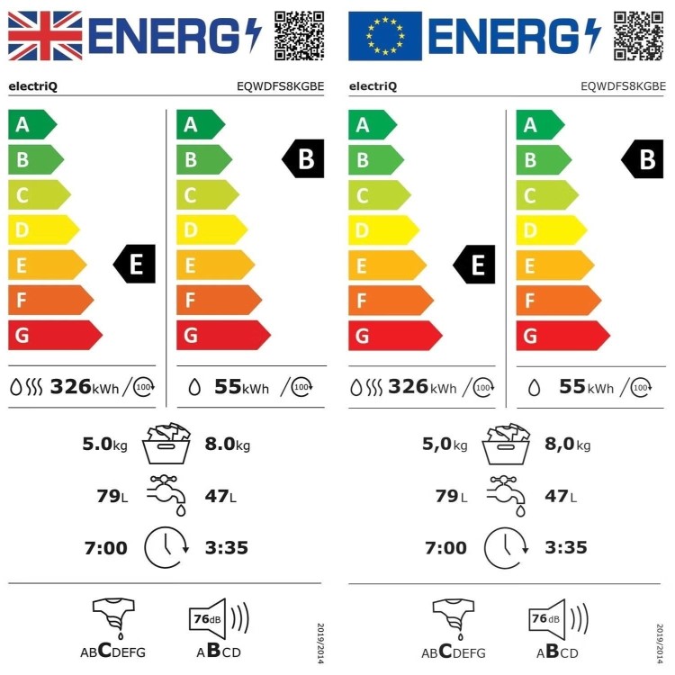electriQ 8kg Wash 5kg Dry 1400rpm Washer Dryer - White