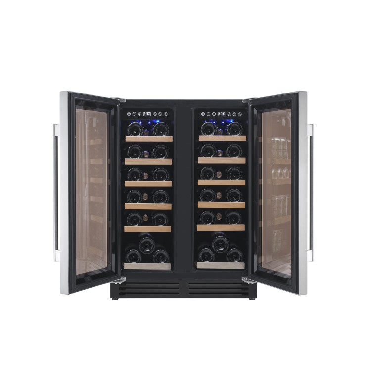 electriQ 36 Bottle Capacity Full Range Dual Zone Freestanding Wine Cooler - Stainless Steel