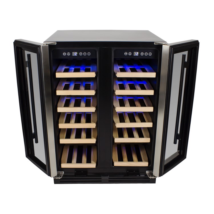 electriQ 36 Bottle Capacity Full Range Dual Zone Freestanding Wine Cooler - Stainless Steel