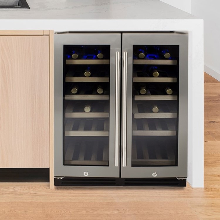 electriQ 36 Bottle Capacity Full Range Dual Zone Freestanding Wine Cooler - Stainless Steel