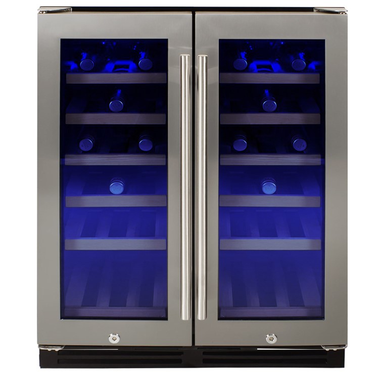 electriQ 36 Bottle Capacity Full Range Dual Zone Freestanding Wine Cooler - Stainless Steel