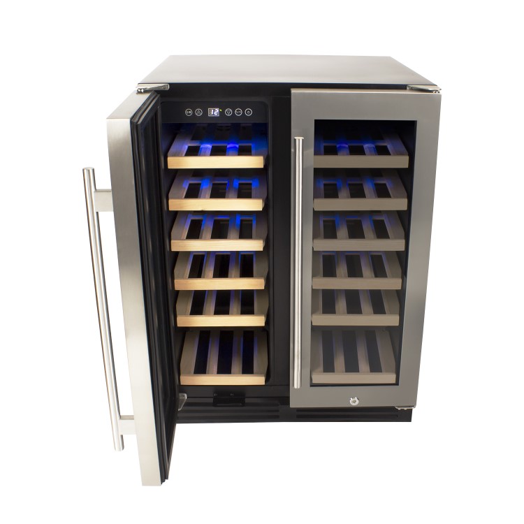 electriQ 36 Bottle Capacity Full Range Dual Zone Freestanding Wine Cooler - Stainless Steel