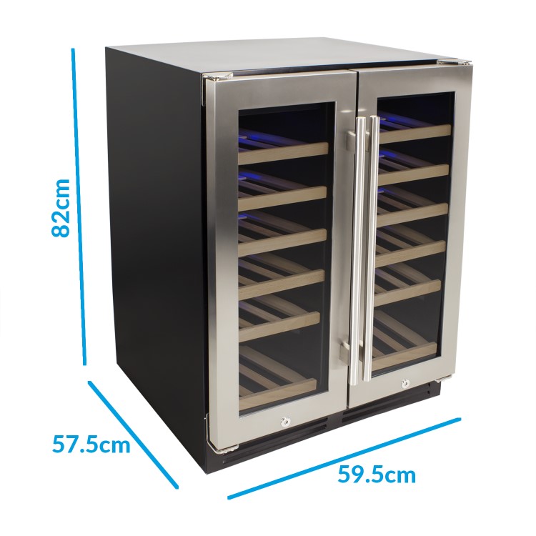 electriQ 36 Bottle Capacity Full Range Dual Zone Freestanding Wine Cooler - Stainless Steel