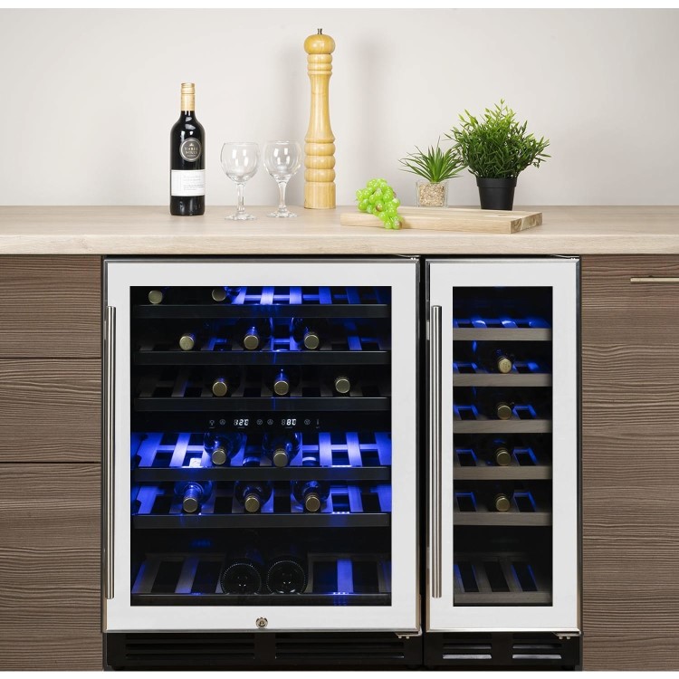 electriQ 18 Bottle Freestanding Under Counter Wine Cooler Single Zone 30cm Wide 82cm Tall - White