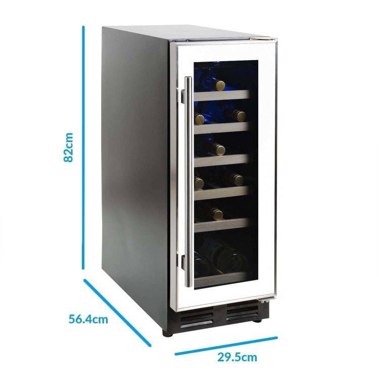 electriQ 18 Bottle Freestanding Under Counter Wine Cooler Single Zone 30cm Wide 82cm Tall - White