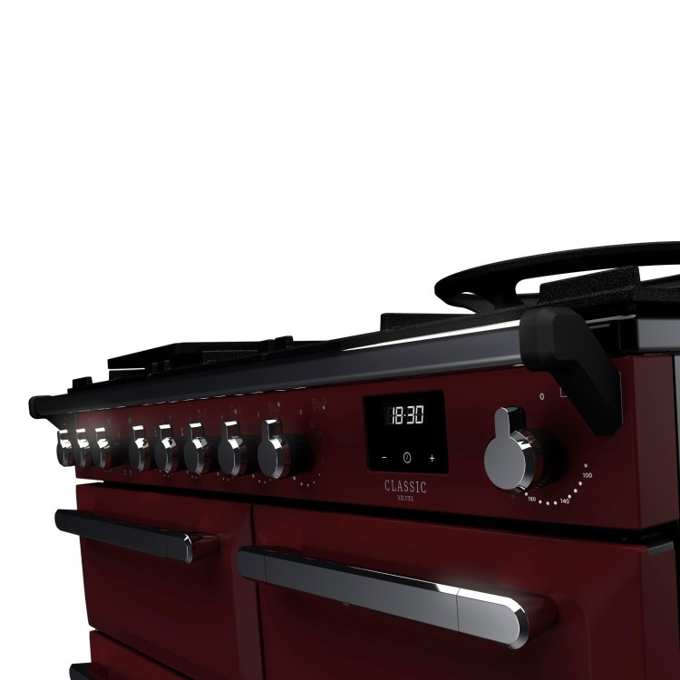 Rangemaster Estel Deluxe 100cm Dual Fuel Range Cooker - Bordeaux + Chrome