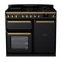 Rangemaster Estel Deluxe 100cm Dual Fuel Range Cooker - Gloss Black & Brass