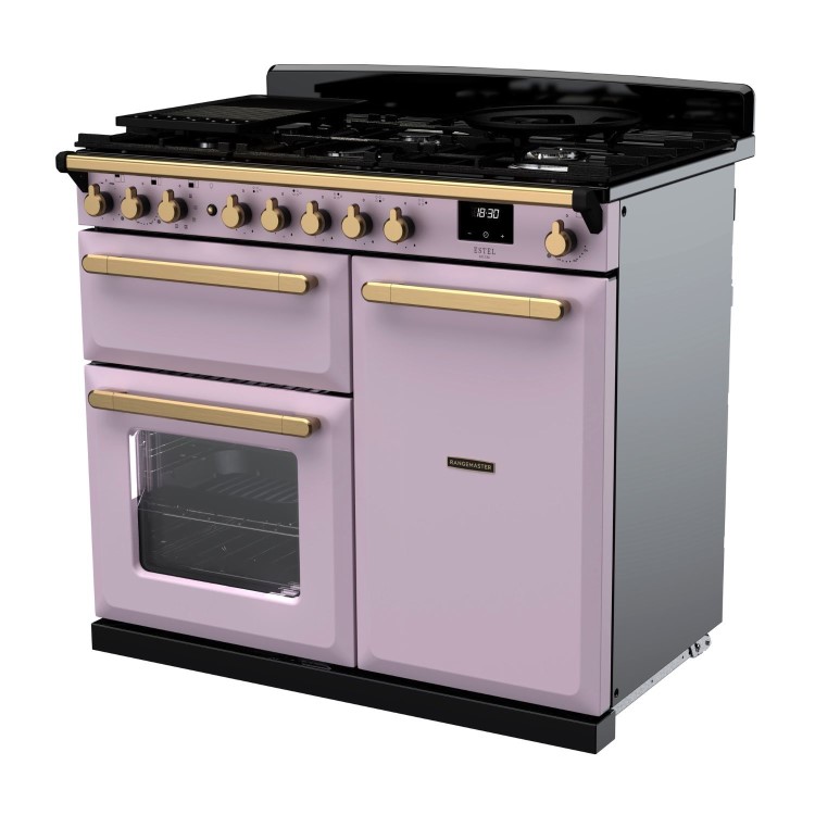 Rangemaster Estel Deluxe 100cm Dual Fuel Range Cooker - Heather + Brass