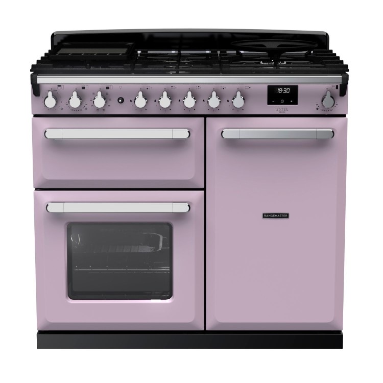 Rangemaster Estel Deluxe 100cm Dual Fuel Range Cooker - Heather + Chrome