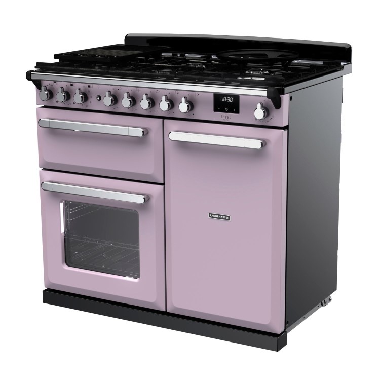 Rangemaster Estel Deluxe 100cm Dual Fuel Range Cooker - Heather + Chrome