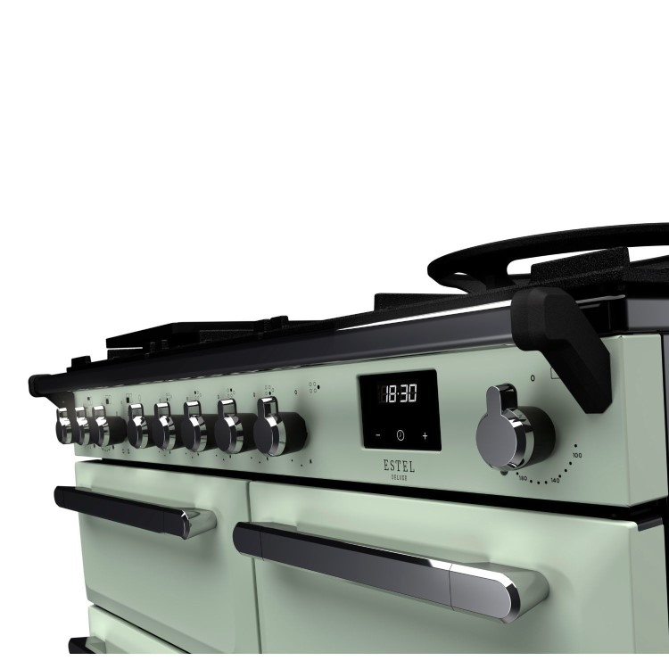 Rangemaster Estel Deluxe 100cm Dual Fuel Range Cooker - Mint + Chrome