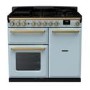 Rangemaster Estel Deluxe 100cm Dual Fuel Range Cooker - Misty Blue + Brass