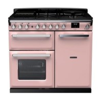 Rangemaster Estel Deluxe 100cm Dual Fuel Range Cooker - Pale Pink + Chrome