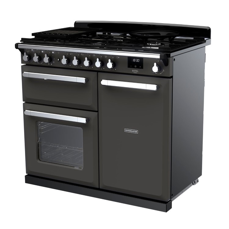 Rangemaster Estel Deluxe 100cm Dual Fuel Range Cooker - Slate + Chrome