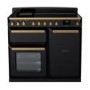 Rangemaster Estel Deluxe 100cm Induction Range Cooker - Gloss Black + Brass