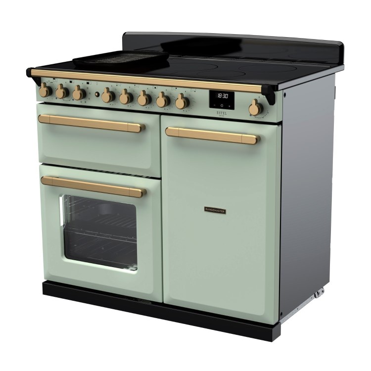 Rangemaster Estel Deluxe 100cm Induction Range Cooker - Mint + Brass