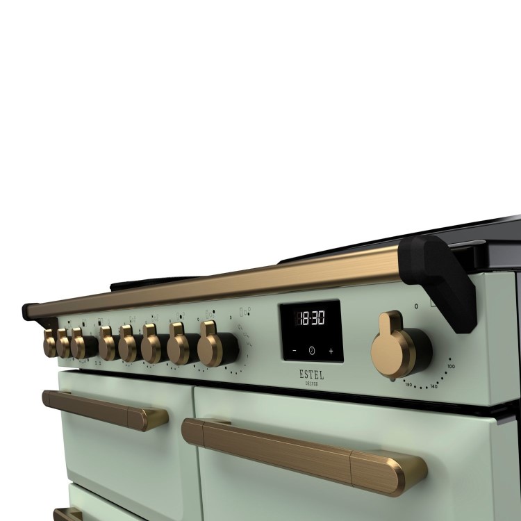 Rangemaster Estel Deluxe 100cm Induction Range Cooker - Mint + Brass