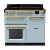 Rangemaster Estel Deluxe 100cm Induction Range Cooker - Misty Blue + Brass