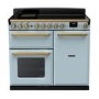 Rangemaster Estel Deluxe 100cm Induction Range Cooker - Misty Blue + Brass