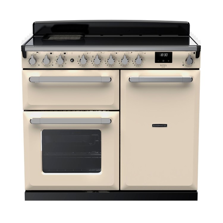 Rangemaster Estel Deluxe 100cm Induction Range Cooker - Pale Cream + Chrome