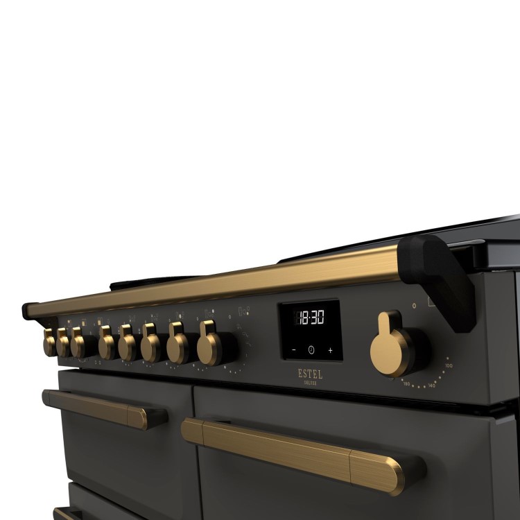 Rangemaster Estel Deluxe 100cm Induction Range Cooker - Slate + Brass