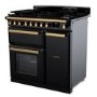 Rangemaster Estel Deluxe 90cm Dual Fuel Range Cooker - Gloss Black + Brass