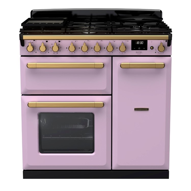 Rangemaster Estel Deluxe 90cm Dual Fuel Range Cooker - Heather + Brass