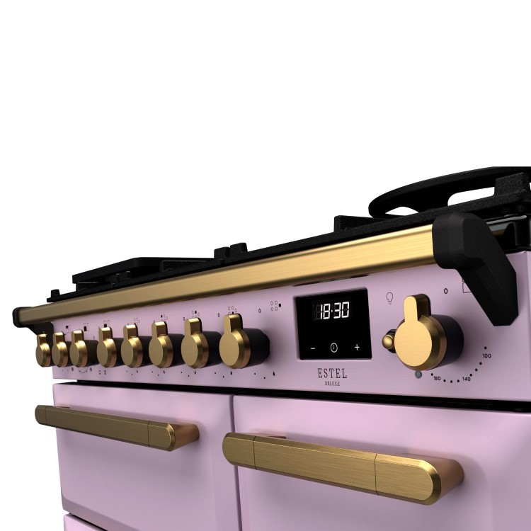 Rangemaster Estel Deluxe 90cm Dual Fuel Range Cooker - Heather + Brass