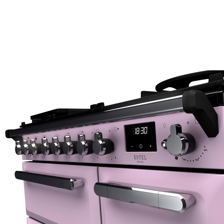 Rangemaster Estel Deluxe 90cm Dual Fuel Range Cooker - Heather + Chrome