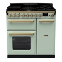 Rangemaster Estel Deluxe 90cm Dual Fuel Range Cooker - Mint + Brass