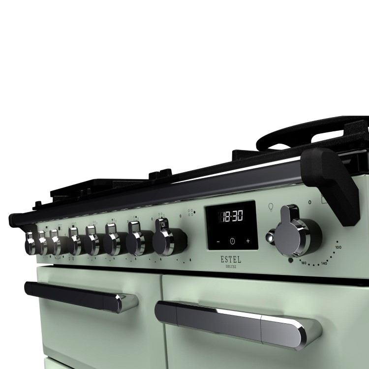 Rangemaster Estel Deluxe 90cm Dual Fuel Range Cooker - Mint + Chrome